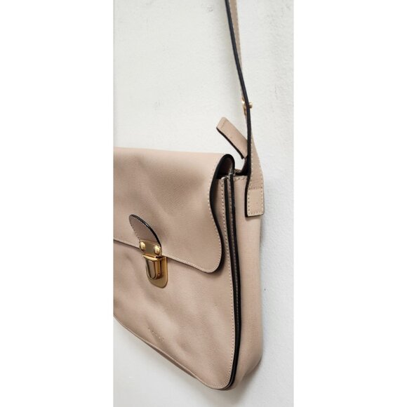 Marni Beige Leather Pushlock Saddle Shoulder Crossbody Bag Adjustable Strap - Picture 10 of 16